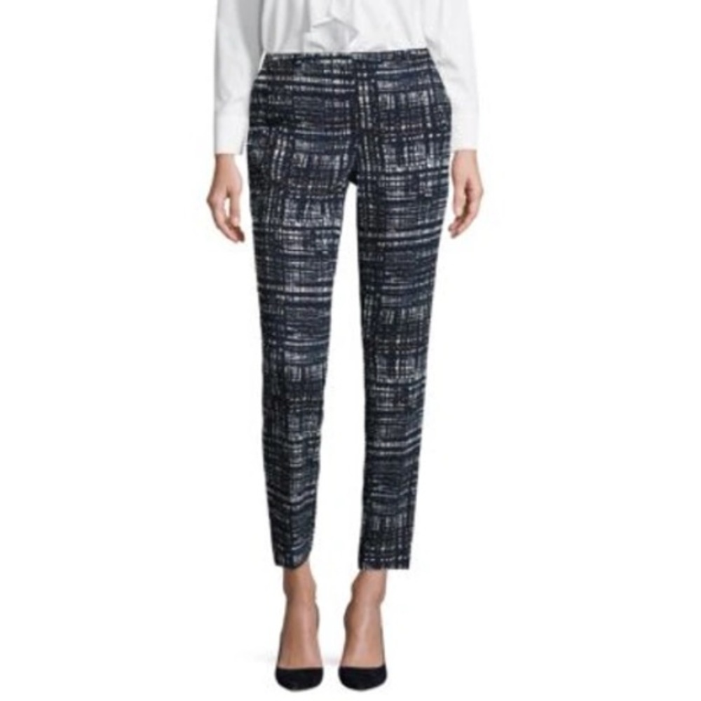 Escada Talas Weave Print Ankle Pants Navy